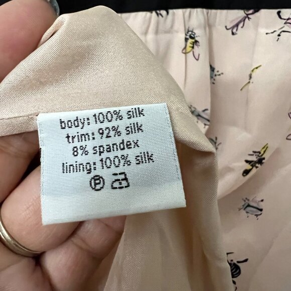 Anthropologie Raoul Womens Pink Black Bug Novelty Print Sleeveless Silk Dress 0 - Picture 6 of 6